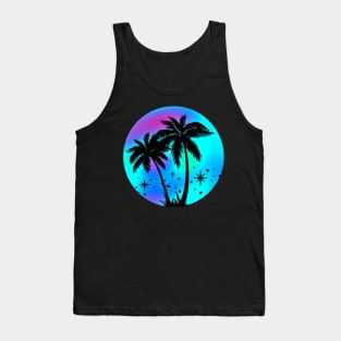 Vaporwave Palm Trees: 80's, 90's Neon Teal Blue, Hot Pink, and Purple Retro Vintage Sunset Tropical Vaporwave Tank Top